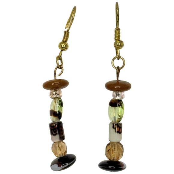 Handcrafted Beaded Drop Earrings with Mixed Glass Beads, Boho Style, 2" Dangle - Picture 11 of 12